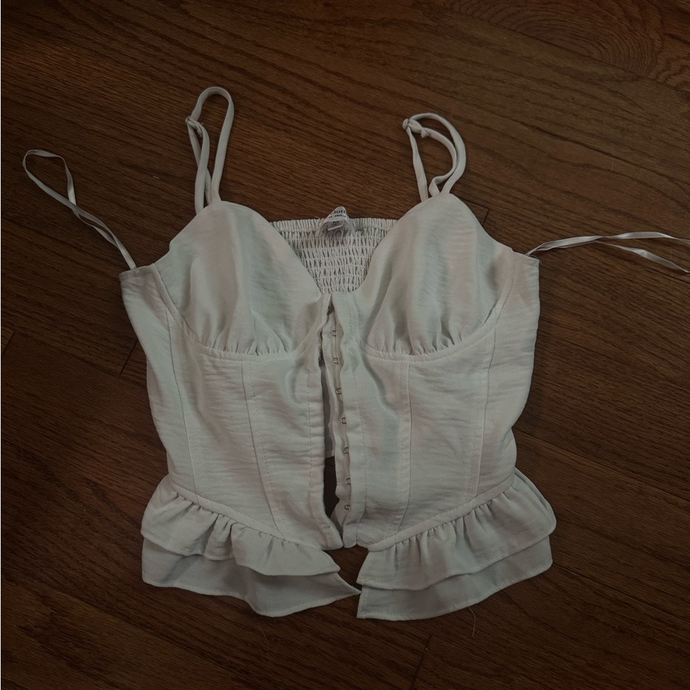 Elegant White Ruffle Trim Top